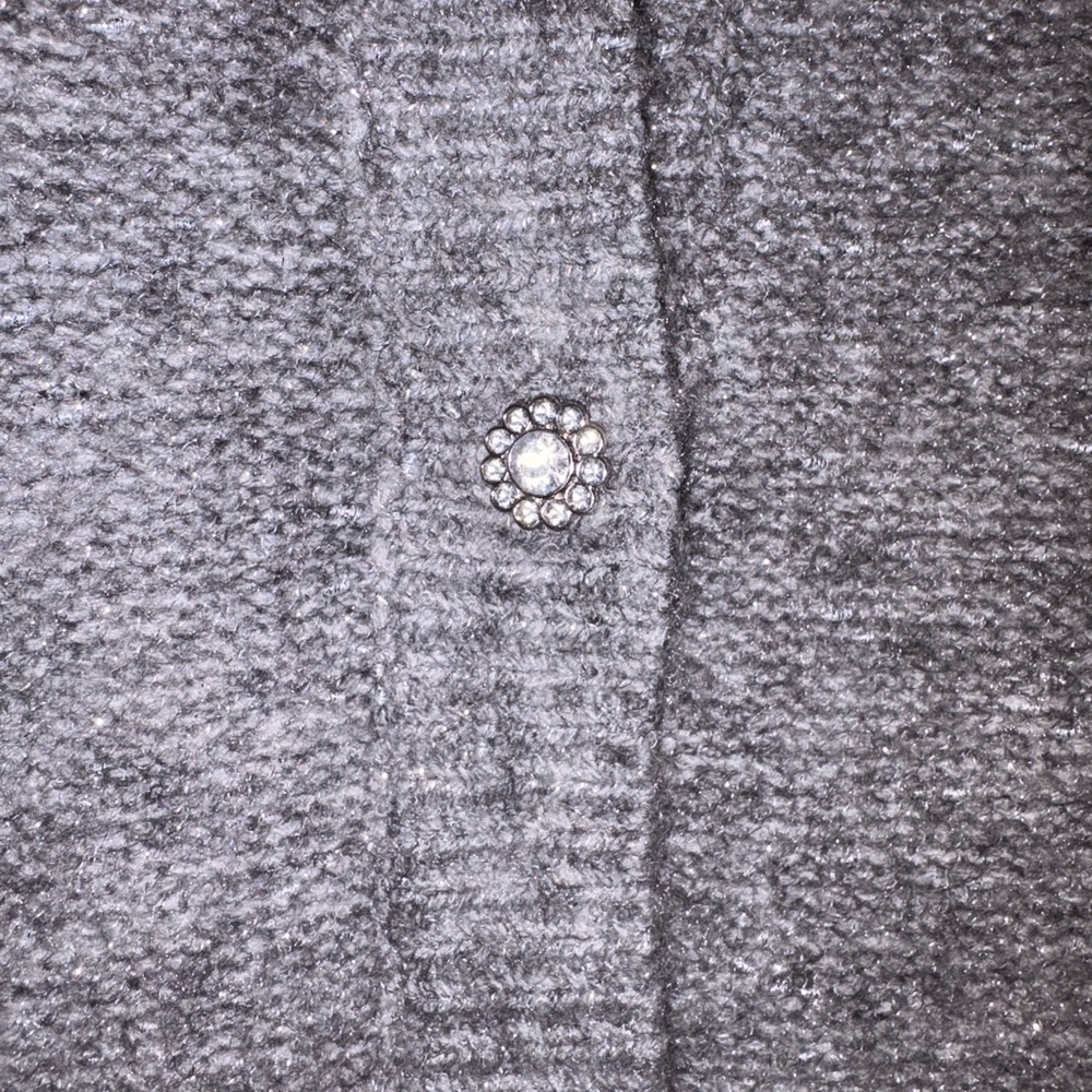J. Crew Gray Shimmer Women's Cardigan with Rhinestone Buttons - Picture 4 of 6